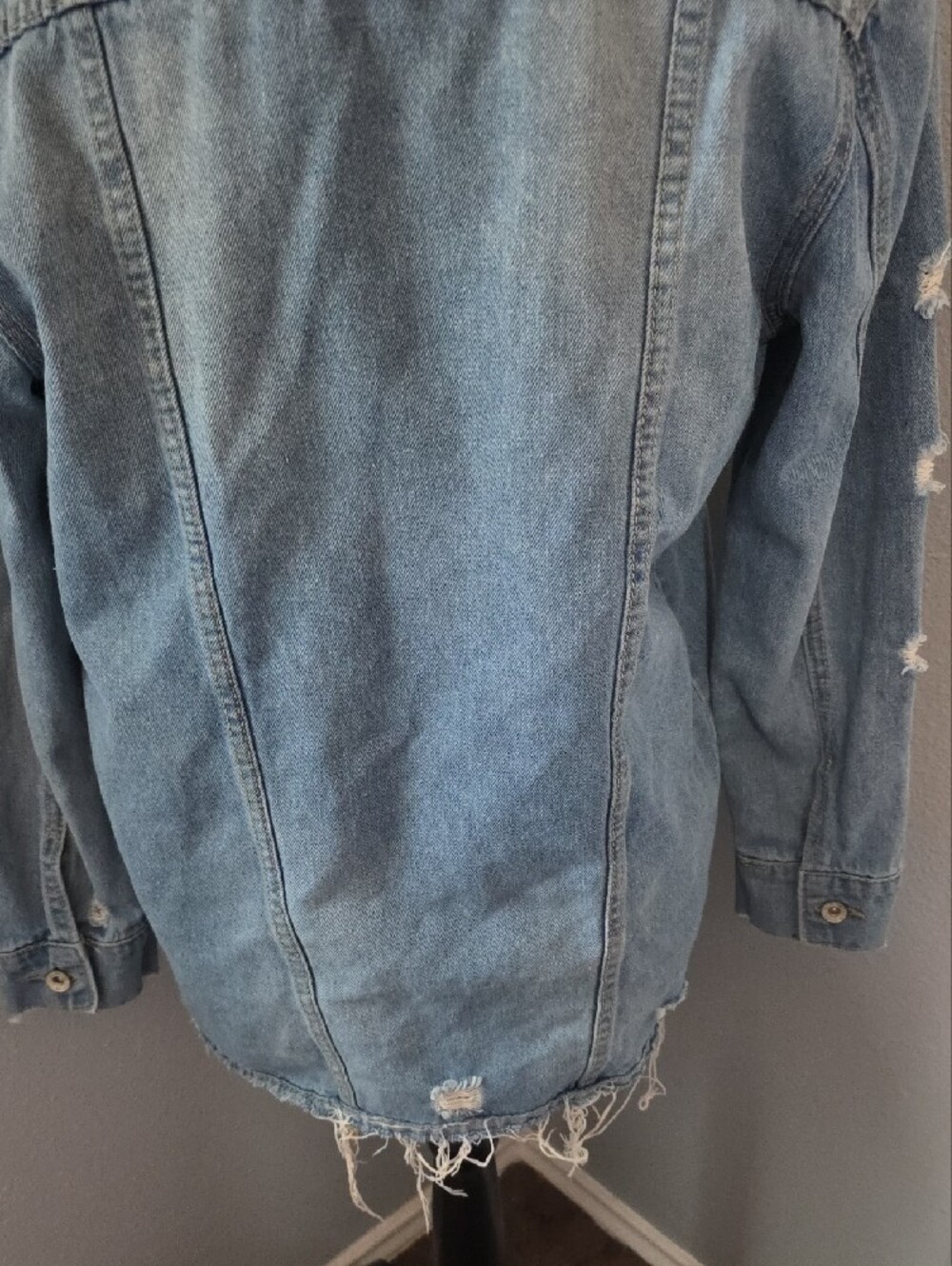 Distressed Light Blue Denim Jacket - Women - Picture 7 of 8